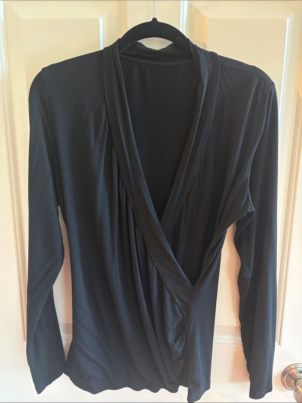 Women’s Black Draped Wrap Top - Brand Not Visible